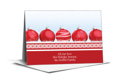 Christmas Lined Up Ornaments in the Snow Card 7.875
